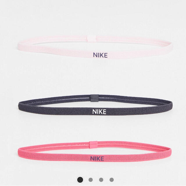 NIKE(ナイキ)の【新品】NIKE ヘアバンド　3本セット売り　グレー　ピンク　キッズ レディースのヘアアクセサリー(ヘアバンド)の商品写真