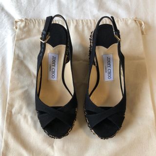 ジミーチュウ(JIMMY CHOO)のジミーチュウ サンダル パンプス 黒 ウェッジソール 35 ヴァレンティノ  (サンダル)