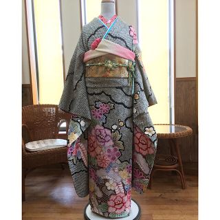 きぬたや風 総絞り エンボス 振袖 ふくよかな方