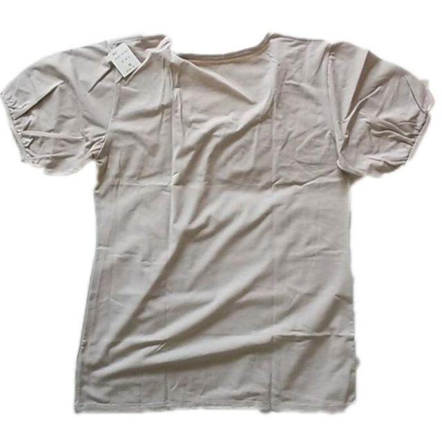 パフスリーブTシャツ 3L  汗ジミ対策インナー 抗菌防臭 ベージュ U151 レディースのトップス(Tシャツ(半袖/袖なし))の商品写真