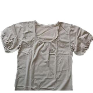 パフスリーブTシャツ 3L  汗ジミ対策インナー 抗菌防臭 ベージュ U151(Tシャツ(半袖/袖なし))