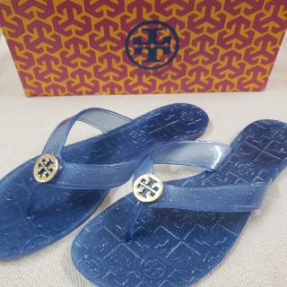 トリーバーチ(Tory Burch)のTory Burch⭐サンダル⭐ラメ水色⭐サイズ7⭐(ビーチサンダル)