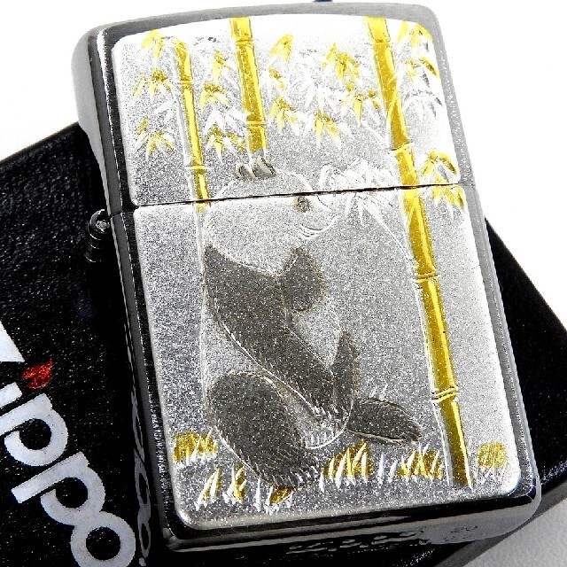 (送料込み)ZIPPO◇電鋳版メタル張り◇パンダと昇鯉の2個◇ ジッポ