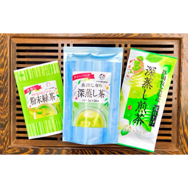 【産地直売】深蒸し茶3種飲み比べ！粉末&水出し&八十八夜 静岡 牧之原 食品/飲料/酒の飲料(茶)の商品写真