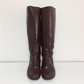 本革ロングブーツ dark brown 定価¥44,000(ブーツ)