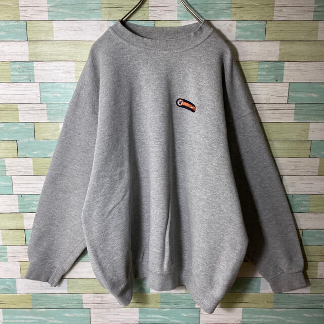 【USA製】NIKE 90s ロゴ刺繍 スウェット トレーナー  XL グレー