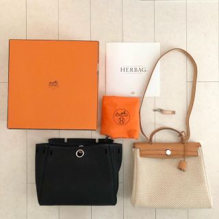 エルメス(Hermes)のエルメス エールバッグ PM ☆ ナチュラル × ブラック HERBAG(ハンドバッグ)