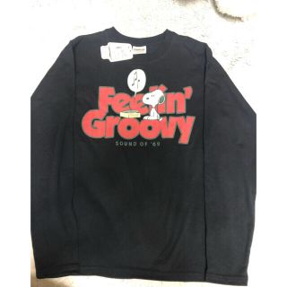 スヌーピー(SNOOPY)のスヌーピー長袖tシャツ(黒)(Tシャツ(長袖/七分))