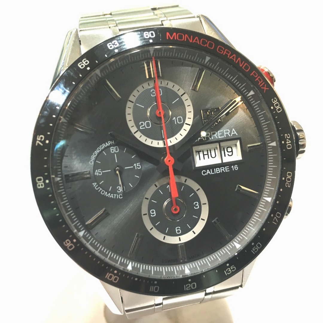 タグホイヤー TAG HEUER カレラ クロノ CV2A1M.BA0796 デイデイト キャリバー16 自動巻き デイデイト 腕時計 SS シルバー×ブラック