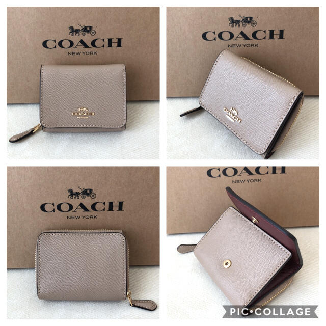 COACH(コーチ)の新品★COACH コーチ レザー 三つ折り財布 ベージュ／トープIMTAU レディースのファッション小物(財布)の商品写真