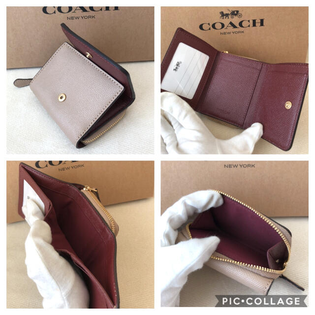 COACH(コーチ)の新品★COACH コーチ レザー 三つ折り財布 ベージュ／トープIMTAU レディースのファッション小物(財布)の商品写真