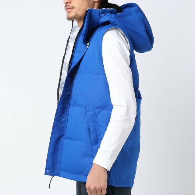 ダウンベストAAPE BY A BATHING APE DOWN VEST L ブルー