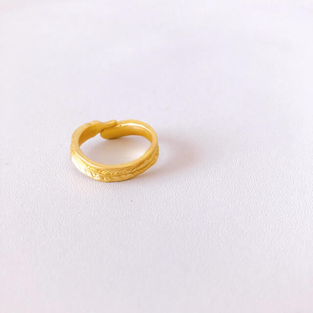 〈d50〉S925 シンプル リーフ リング マッド ゴールド 指輪 韓国 人気 レディースのアクセサリー(リング(指輪))の商品写真