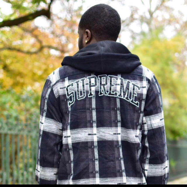 supreme Hooded Jacquard Flannel M 1