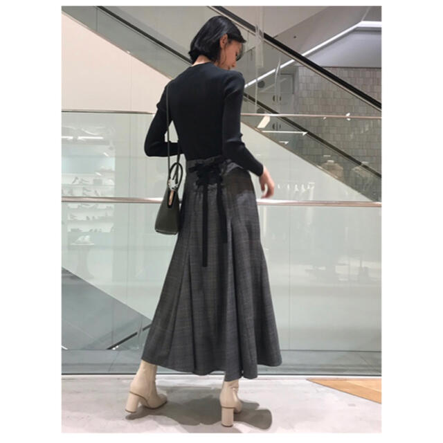 ニットドッキングワンピース フレイアイディー チェック グリーン