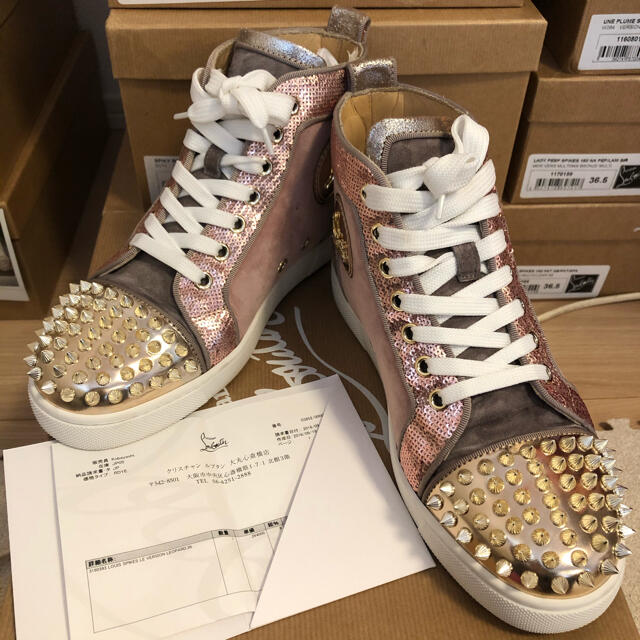 Christian Louboutin(クリスチャンルブタン)の正規品 ルブタン ハイカット スニーカー 36 レディースの靴/シューズ(スニーカー)の商品写真