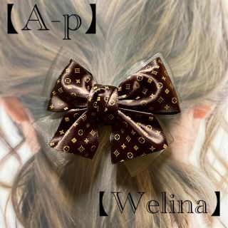 【A-p】 大人リボン♡モノグラムサテンリボンバレッタ【Welina】(バレッタ/ヘアクリップ)