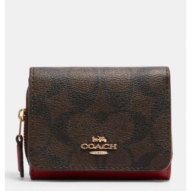 COACH(コーチ)の★新品タグ付き★ COACH コーチ 三つ折り財布 シグネチャー　レッド レディースのファッション小物(財布)の商品写真