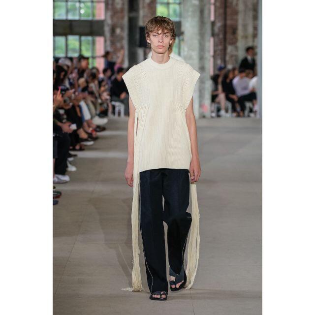 20SS JIL SANDER ケーブル編み フリンジ ニット ベスト 【爆売り