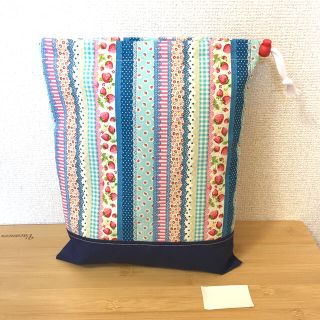 お着替え袋 体操着袋 巾着＊ハンドメイド＊女の子 いちごレース 入園入学準備(体操着入れ)