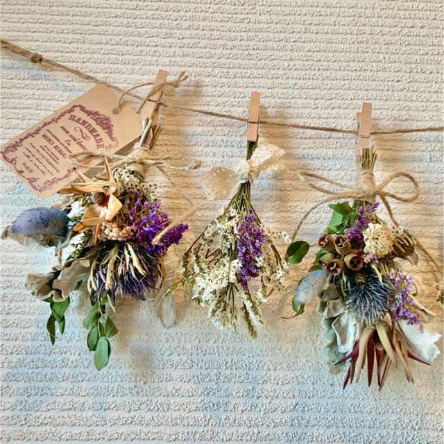 お花たっぷりドライフラワー スワッグ ガーランド❁137 紫 ブルー 花束 お花たっぷりドライフラワー スワッグ ガーランド❁137 紫 ブルー 花束