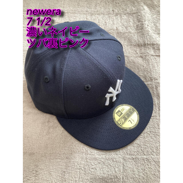 NEW ERA(ニューエラー)のNewEra ツバ裏ピンク ネイビー　7 1/2ニューエラ ヤンキース キャップ メンズの帽子(キャップ)の商品写真