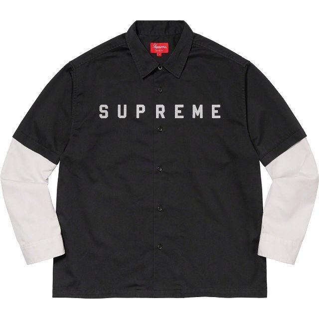 Supreme - シュプリーム ツートン ワークシャツ ブラック Lサイズの ...