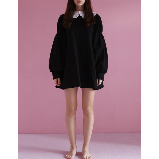 round collar puffsleeve one-pieceレディース