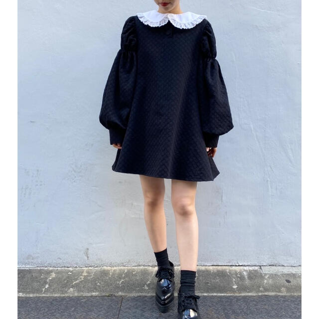 Honey mi Honey(ハニーミーハニー)のround collar puffsleeve one-piece レディースのワンピース(ひざ丈ワンピース)の商品写真