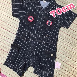 つなぎ風 ロンパース 70㎝ ヘビー服 子供服(ロンパース)