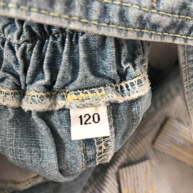 デニムジャンパースカート120センチ キッズ/ベビー/マタニティのキッズ服女の子用(90cm~)(ワンピース)の商品写真