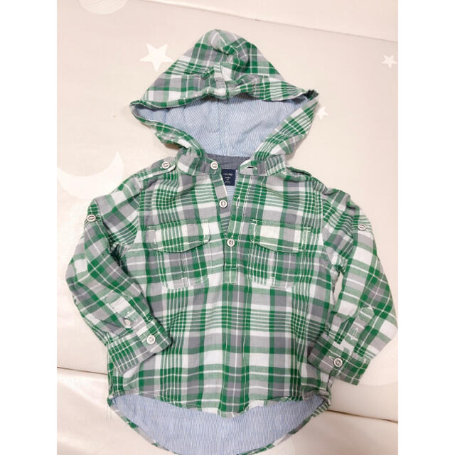 babyGAP(ベビーギャップ)のbabygap チェックシャツパーカー　90 キッズ/ベビー/マタニティのキッズ服男の子用(90cm~)(ブラウス)の商品写真