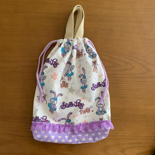 ①紫ウサギ☆体操服袋/お着替え袋/クツ袋(外出用品)