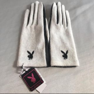 プレイボーイ(PLAYBOY)の★プレイボーイ★手袋 グローブ 白 ホワイト×ブラック 黒 新品 未使用 タグ付(手袋)