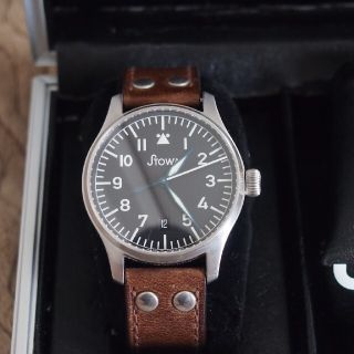 stowa Flieger 自動巻　時計　黒文字盤　純正ベルト尾錠、BOX付属