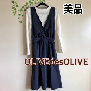 オリーブデオリーブ(OLIVEdesOLIVE)の美品 バックリボン オリーブデオリーブ ワンピース　(ひざ丈ワンピース)