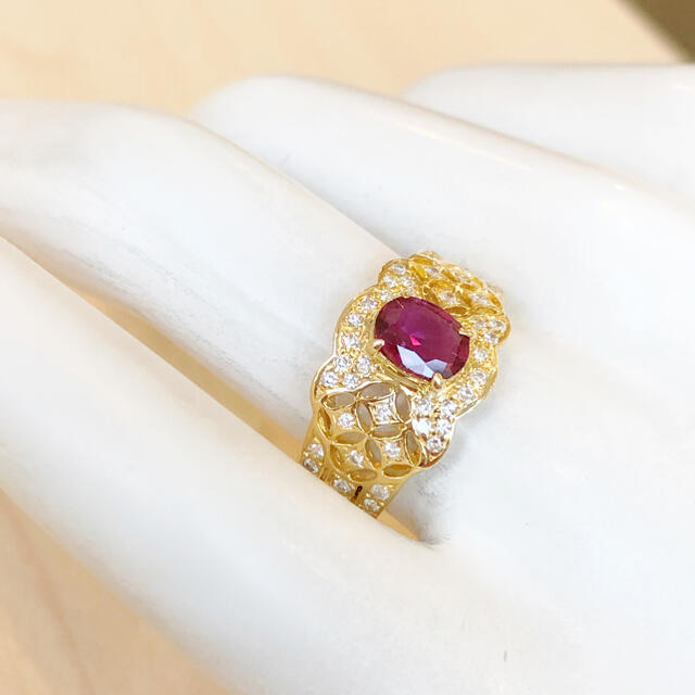 ✨クラシック✨0.65ct❣️ルビー！ダイヤ K18 18金 リング 指輪 レディースのアクセサリー(リング(指輪))の商品写真