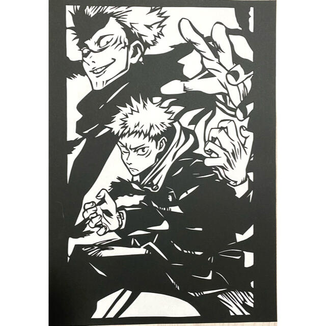 呪術廻戦 虎杖悠仁 両面宿儺 切り絵 ハンドメイドのインテリア/家具(アート/写真)の商品写真