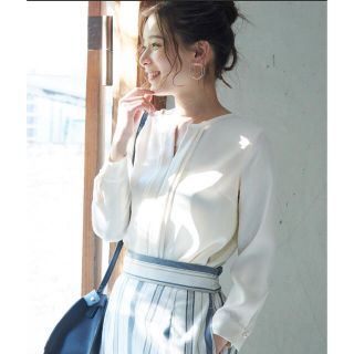 ロペピクニック(Rope' Picnic)の★新品★ 未使用　★ロペピクニック フロントタックブラウス　パール　L(シャツ/ブラウス(長袖/七分))