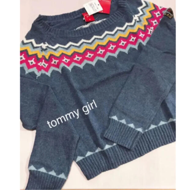 tommy girl(トミーガール)のtommy girl❤︎くすみブルー薄手ニット M 新品 レディースのトップス(ニット/セーター)の商品写真