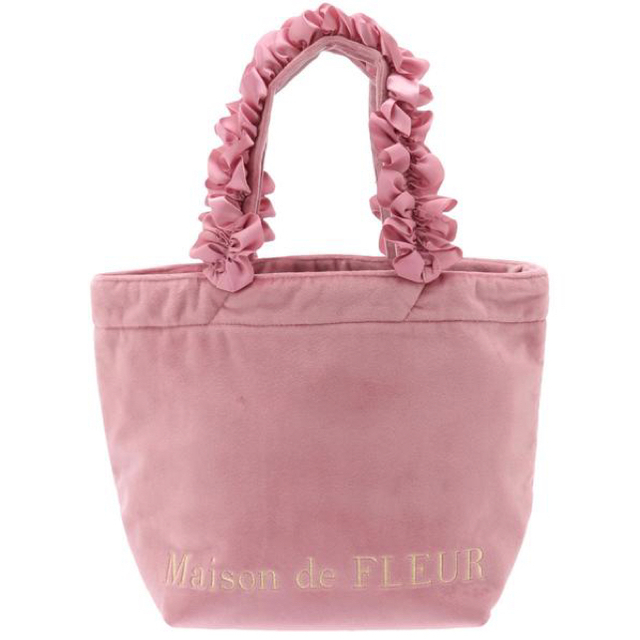 Maison de FLEUR(メゾンドフルール)のベロアフリルハンドルトートSバッグ　メゾンドフルール レディースのバッグ(トートバッグ)の商品写真