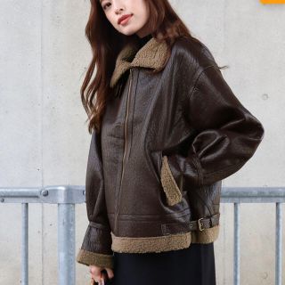 マウジー(moussy)のBLUEEAST フェイクムートンボアブルゾン フライトジャケット(ムートンコート)