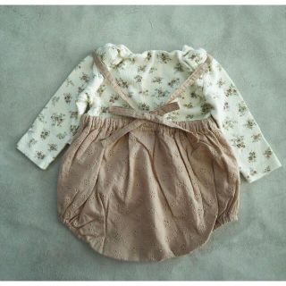 テータテート　花柄　レース　サロペット(ロンパース)