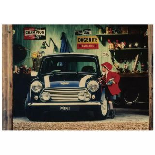 ポスター 042 Mini Cooper オールドミニ in ガレージ(その他)