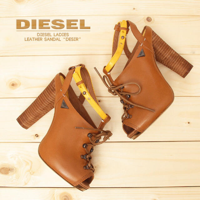 DIESEL(ディーゼル)の値下げDIESEL本革レザーチャンキーヒール レディースの靴/シューズ(サンダル)の商品写真