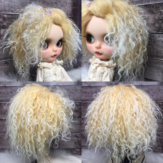 blythe_w-175アプリコットクリーム✨チベットラムフルスキンウィッグ