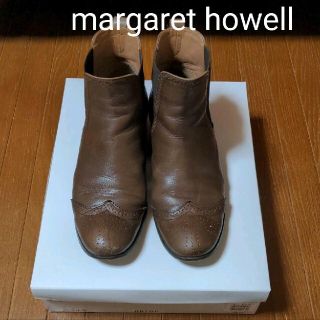 マーガレットハウエル(MARGARET HOWELL)のマーガレットハウエル ショートブーツ  本革 24cm サイドゴア ブラウン(ブーツ)