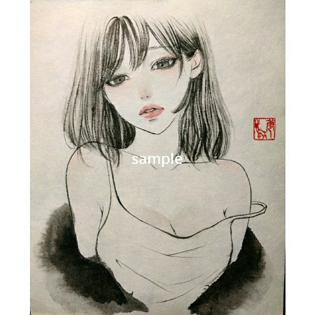 ポストカードプリント 日本画 美人画 墨絵 水墨画の通販 by むぅ ポストカードプリント 日本画 美人画 墨絵 水墨画の通販 by むぅ