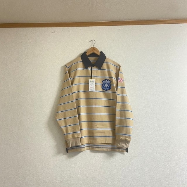 TOMMY HILFIGER(トミーヒルフィガー)のラガーシャツ ポロシャツ ベージュ 星条旗 ワッペン 90s VINTAGE メンズのトップス(ポロシャツ)の商品写真