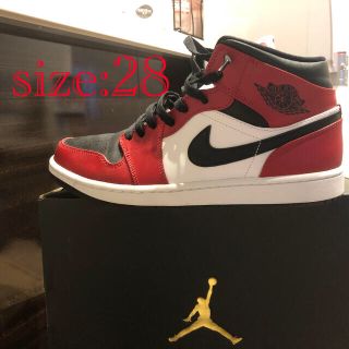 ナイキ(NIKE)のAIR JORDAN1 MID BLACK-GYM RED  (28cm)(スニーカー)